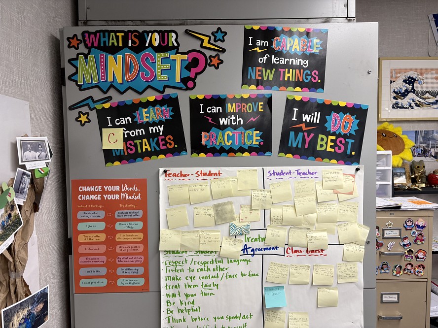 Photo of a CUSD classroom that has a positive and open mindset display.