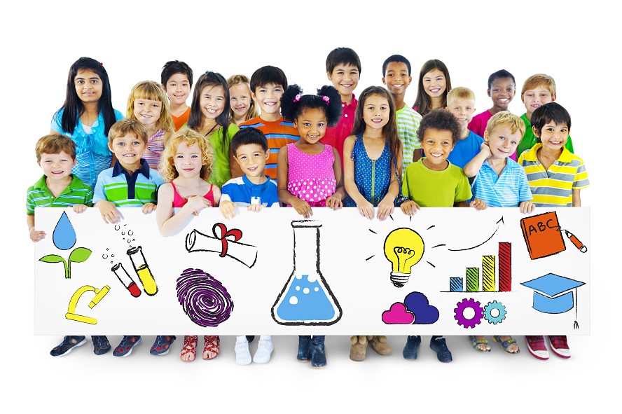 colorful group of smiling school-aged children