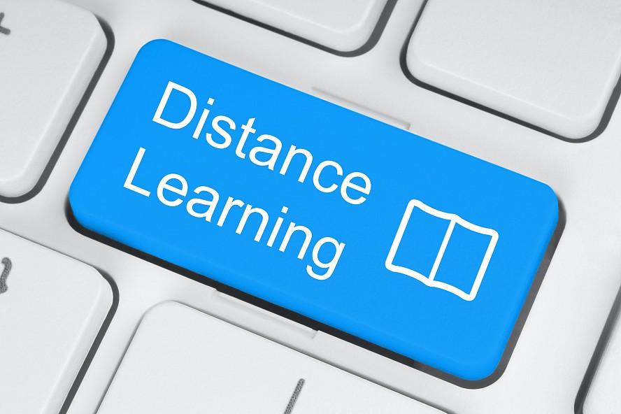 keyboard showing distance learning