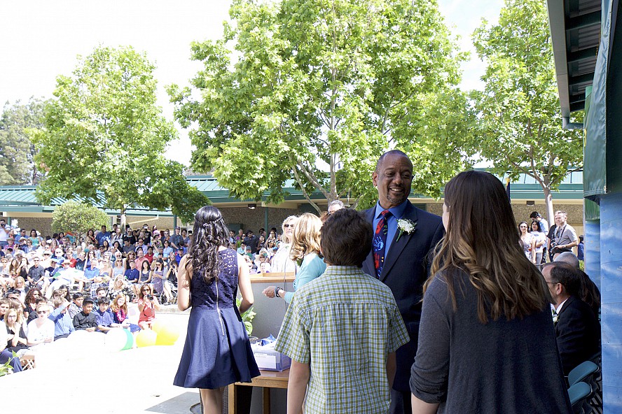 superintendent with students