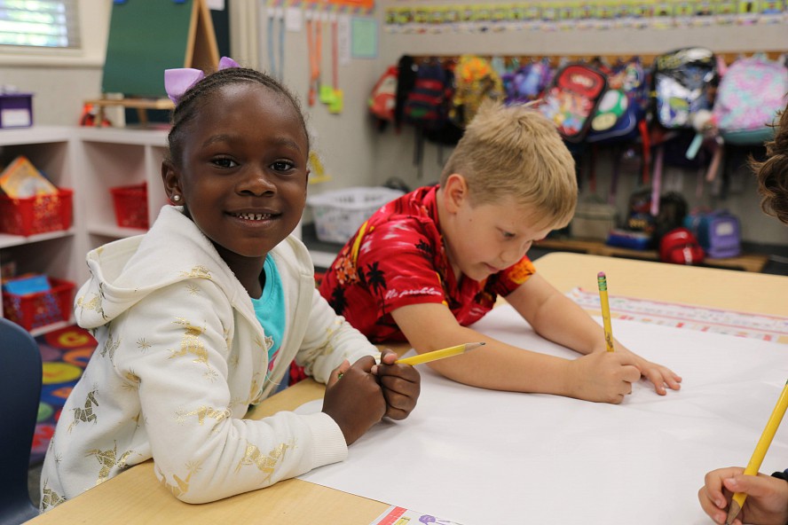 two students at school desk