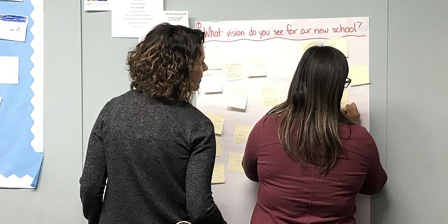 teachers writing on poster