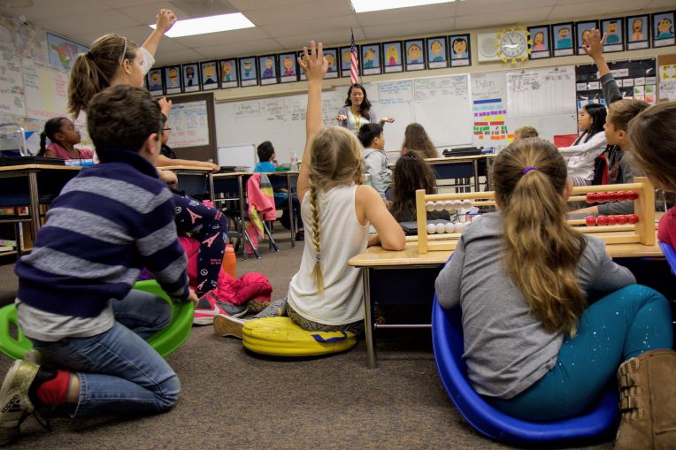 students in flexible seating 