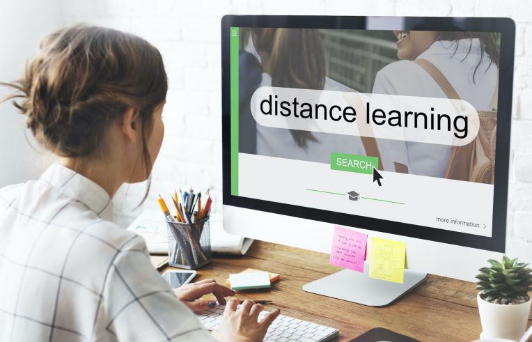 young woman distance learning